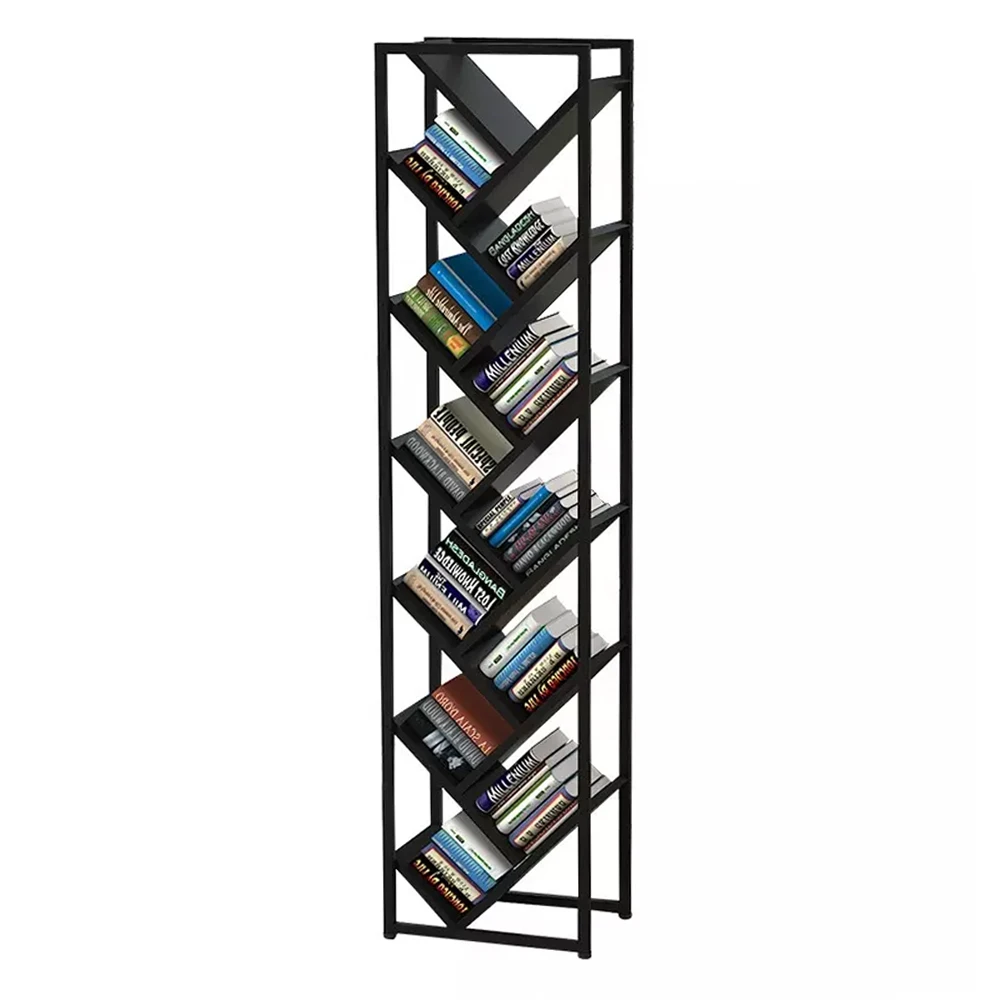 Modern Wooden Tree Shaped Bookshelf Library Wall Book Shelf Metal Antique Home Furniture Living Room Bookcase