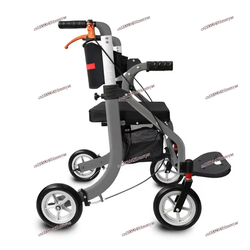 Aluminum Alloy Elderly Rollator Walker With Wheels Sit & Push Function Walking Mobility Aid For Seniors Disabled Daily Support