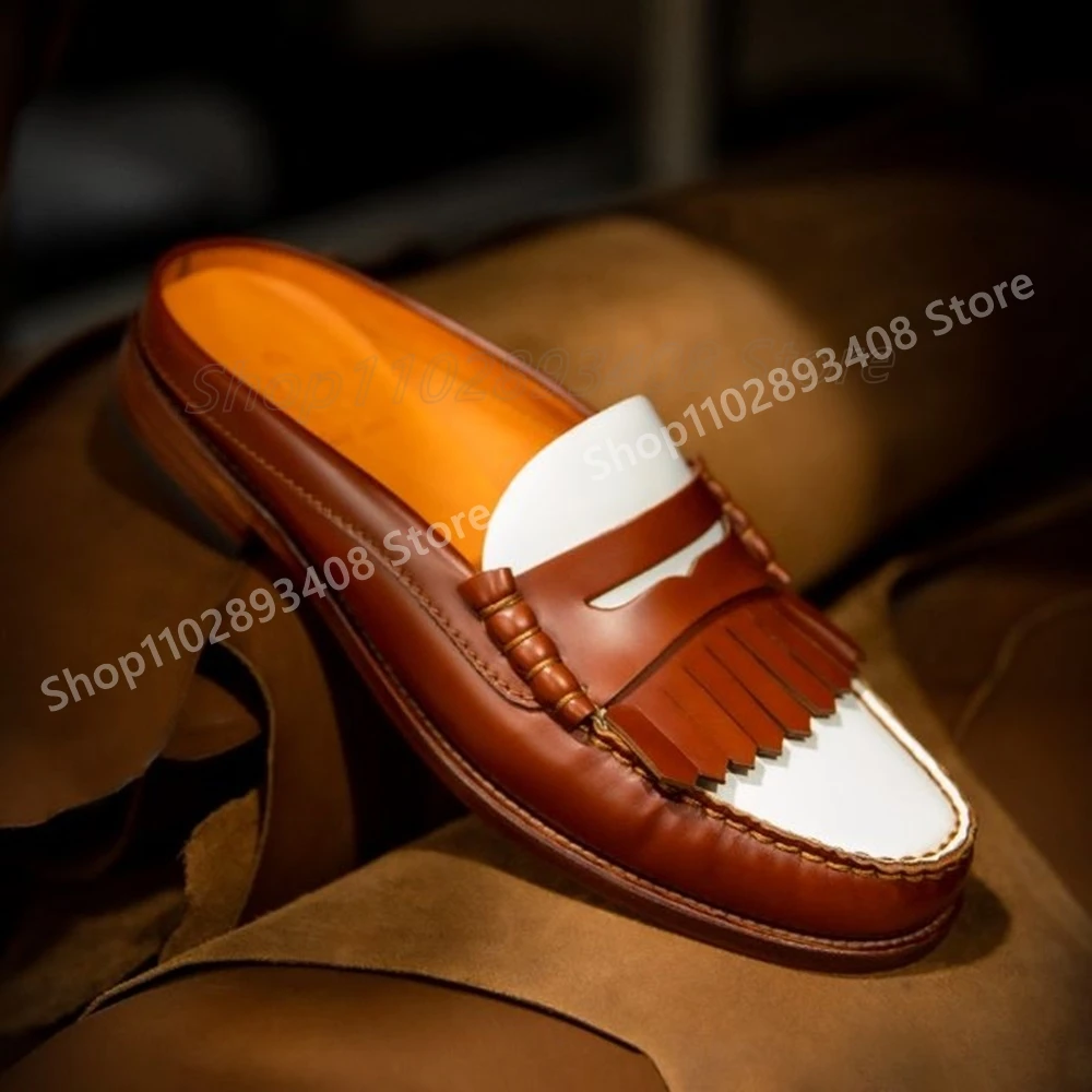 

Mixedcolor Front Fringe Decor Men Casual Shoes Leather Flat with Loafers Men Shoes Gentleman Casual 2025 Autumn Zapatillas Mujer
