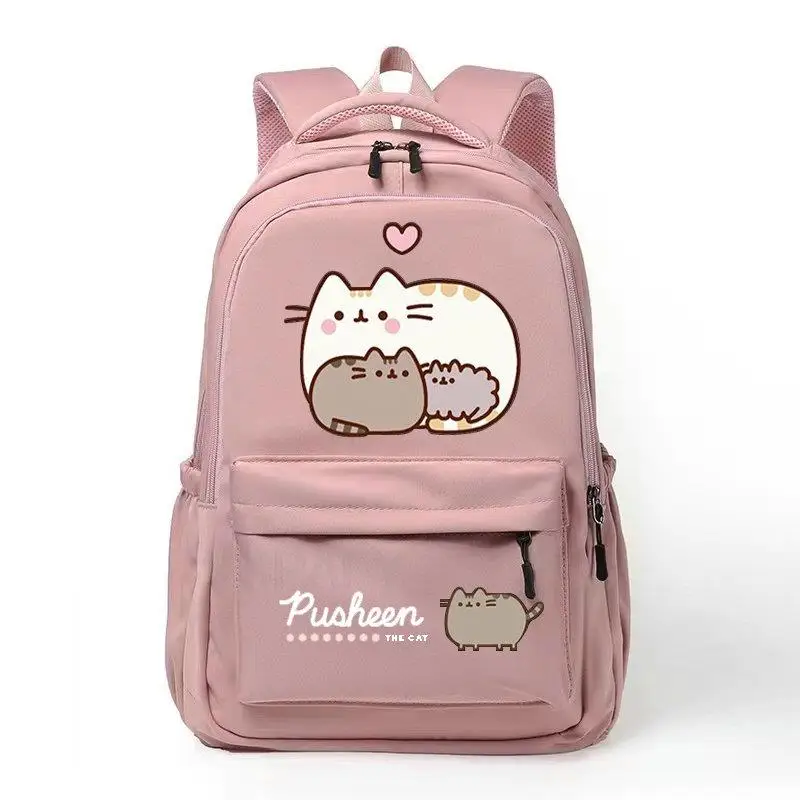 Cartoon Cat Backpack Solid Color Casual Women Backpack Teenage Girl School Bag Student Girls Shoulder Bag Casual Mochilas