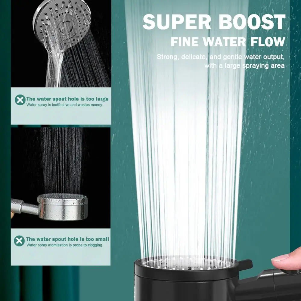 10 Spray Modes High-Pressure Shower Head Black White Color One Touch Stop Water Saving Shower Fall Resistance Filter Function