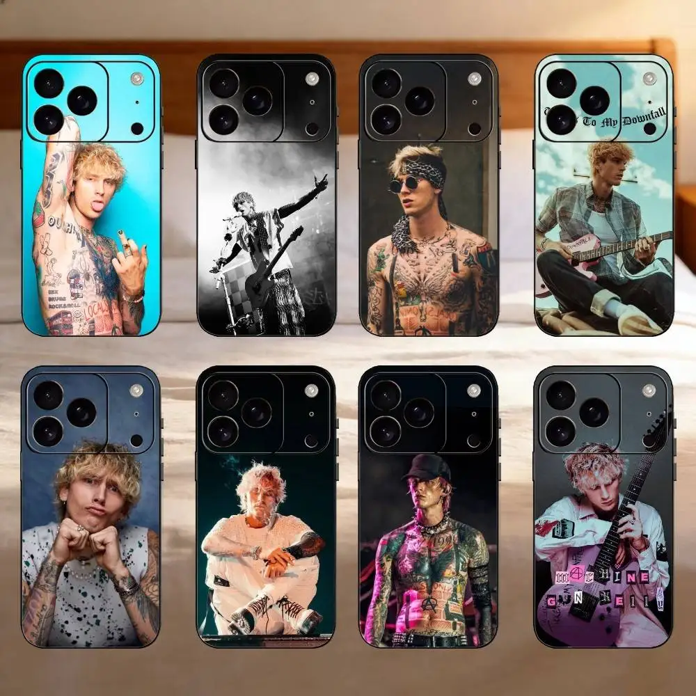 M-MGK Machine Gun Kelly Phone Case For iPhone 17,16,15,14,13,12,11 Plus,Pro Max,SE4Soft Silicone Black Cover