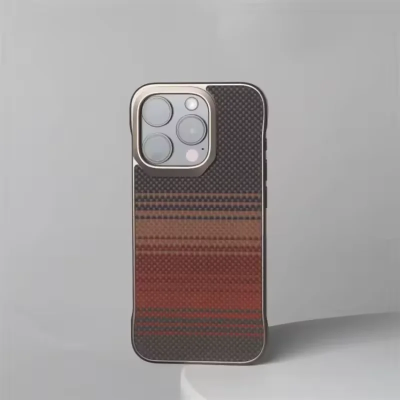 

for Magsafe Real Kevlar Frameless Magnetic Phone Case For iPhone 17Pro 14 15 16 Pro Max Air Wireless Charging Alloy Lens Cover