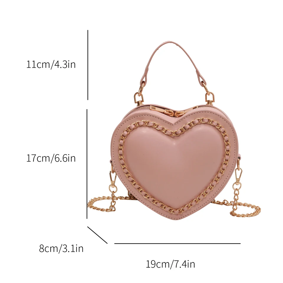 Heart Mini Women\'s Bag 2023 Chain Messenger Bag Y2K Luxury Designer Handbag PU Leather Shoulder Cross Bag Unusual Tote Shopping