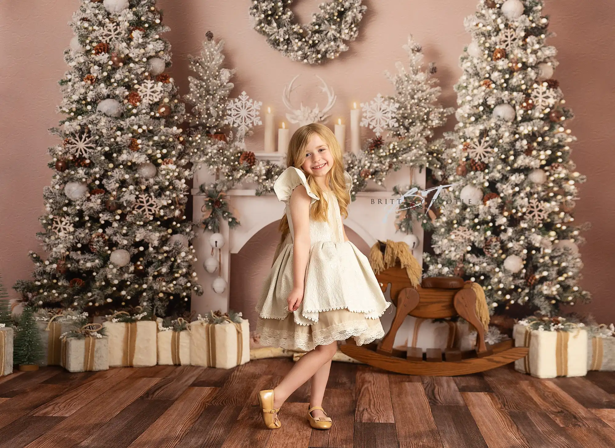 Merry Christmas Winter Forest Backdrop Boho Fireplace Window Kids Baby Cake Smash Photography Props Studio Backgrounds