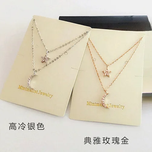 Sterling Silver Pendant Necklace Featuring Dual-Tier Celestial Motif with Polished Finish Ideal for Modern Women Seeking Minimal