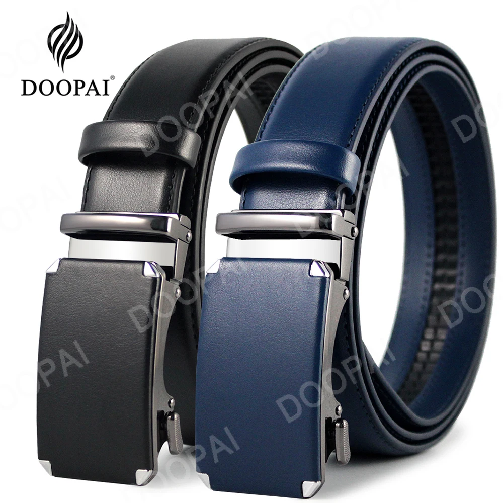 Men Belts Metal Automatic Buckle Brand High Quality Leather Belts for Men Famous Brand Luxury Work Business Strap