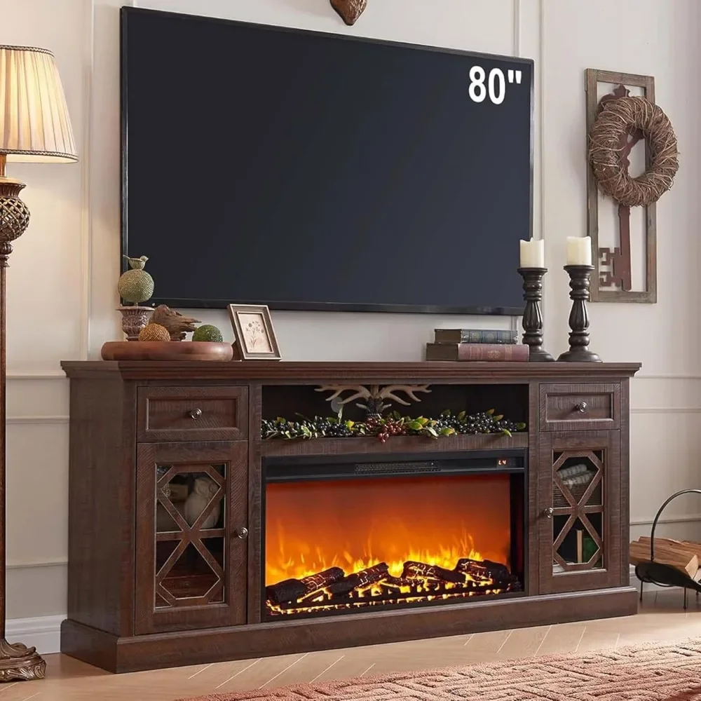 Fireplace TV Stand，for 80