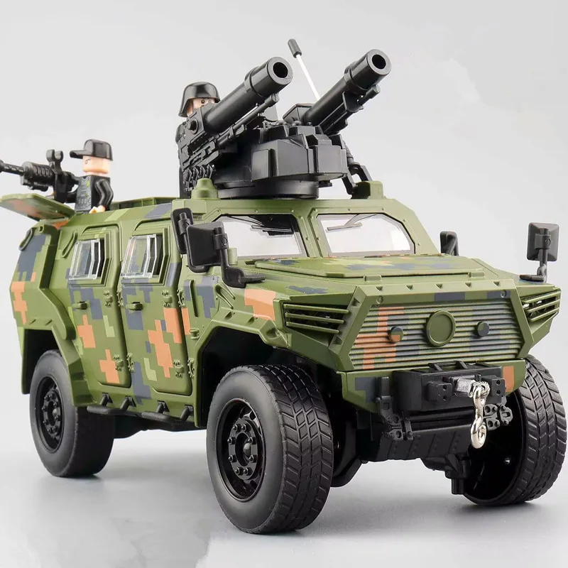 

1:20 Alloy Military Explosion Proof Car Model Diecasts Metal Armored Car Off-road Vehicles Tank Model Sound Light Kids Toys Gift