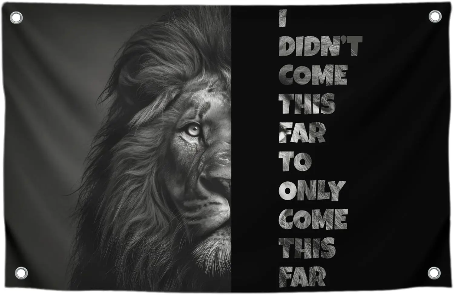 Lion Wall Art Banner Motivational Decor Sign Inspirational Quote Journey Determination Gift for Men