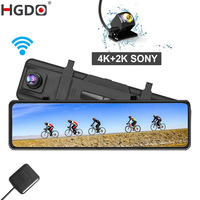 HGDO SONY 4K&2K Dash Cam 3 in 1 GPS WIFI  AI Voice Control Video Recorder Car DVR Front and Rear View Mirror Camera 24H Monitor