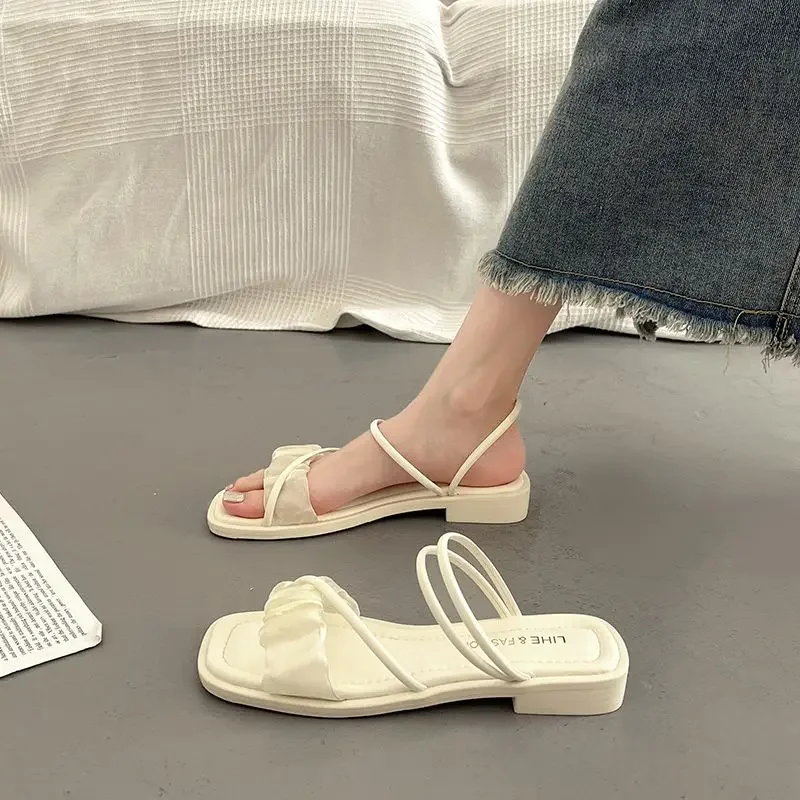 

Sandals for Women Outdoor Square Toe Summer 2025 Woman Shoes Comfortable Korea Offers Vip Elegant Trend The Best Chic Shoe Sales