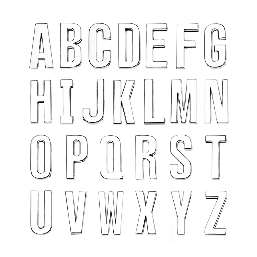 12pc Plain Hole 30mm Slide Letter Chrome Color English Alphabet A-Z Fit DIY Wristband Bracelet Pet Collar Jewelry Making