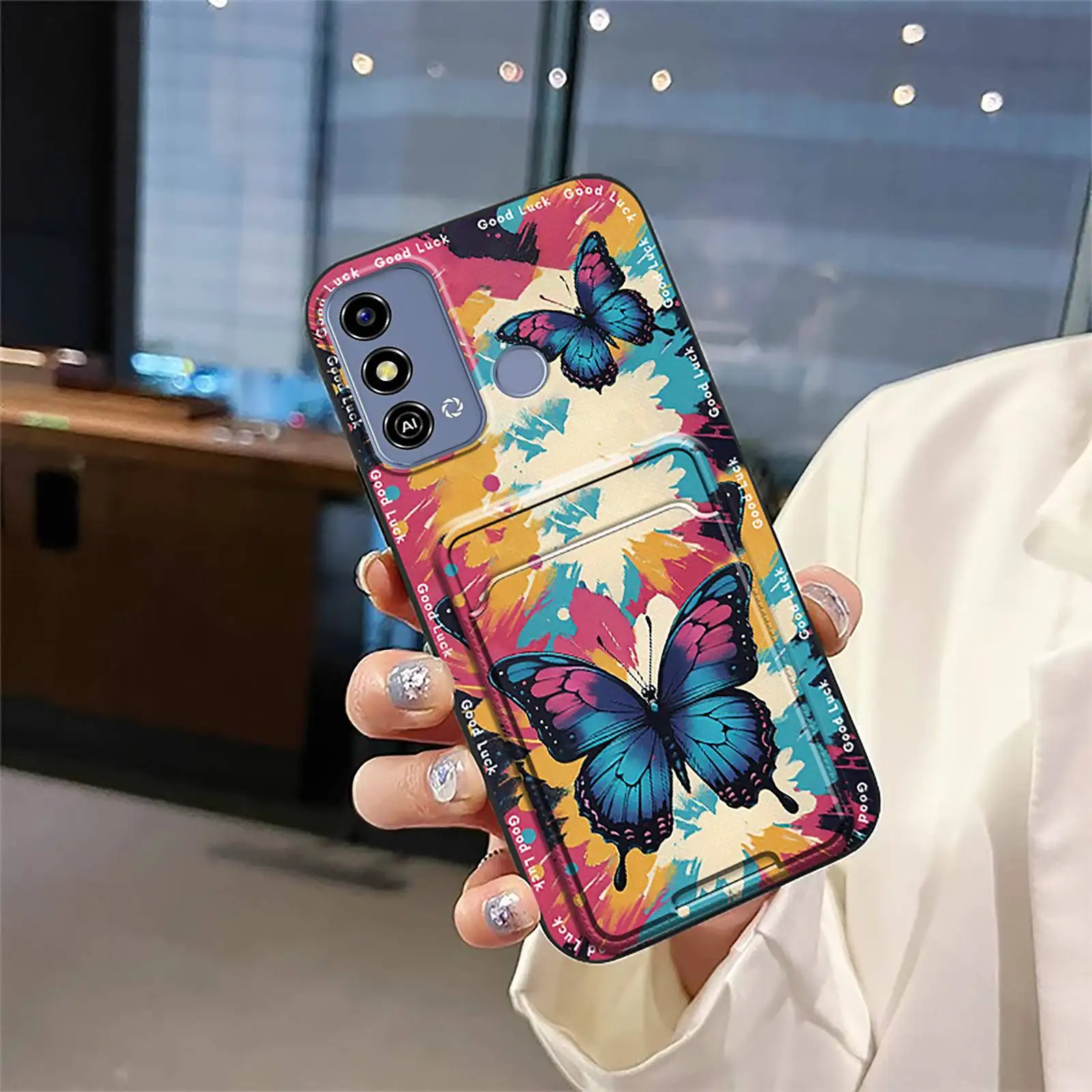 

Задняя крышка с мультяшным рисунком, чехол для телефона ZTE Blade A53, милый мягкий чехол, слот для карт, водонепроницаемый, полная упаковка, ТПУ, грязеотталкивающий
