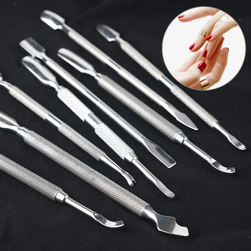 1pcs Double-ended Stainless Steel Cuticle Pusher Dead Skin Push Remover For Pedicure Manicure Nail Art Cleaner Care Tool