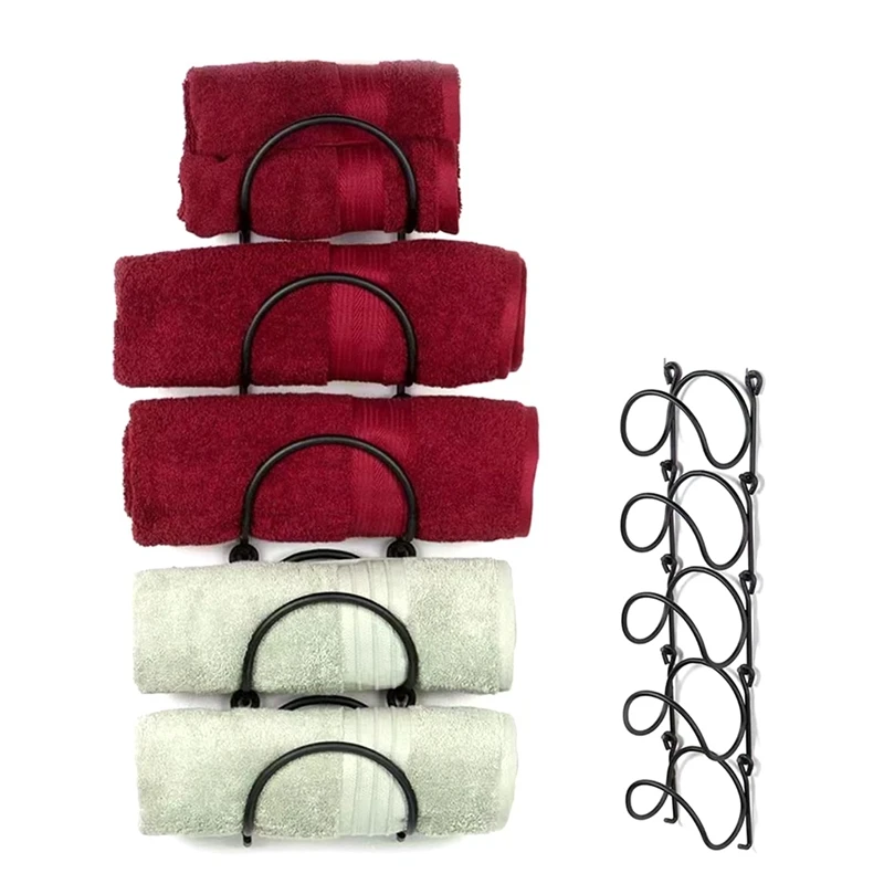 Towel Rack Wall Mounted Bathroom Towel Storage 5 Tier Individual Towel Rail, Durable Accessory