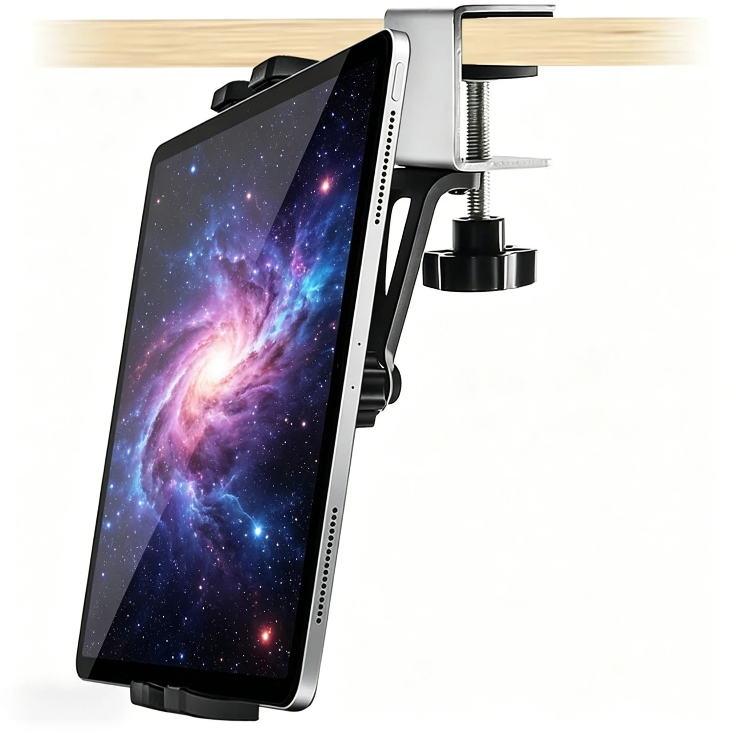 360 °   Drehbarer Unterschrank-Tablet- und Handyhalter, Stabile Metallklemme für 4-13'' Universal-Tablets und -Handys