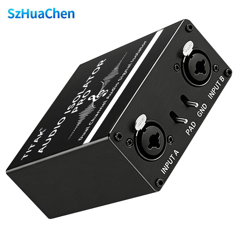 2CH Ground Loop Audio Noise Isolator Hum Eliminator Anti-buzz XLR 6.35mm Jack for Professional Stage Live Sound Equipment
