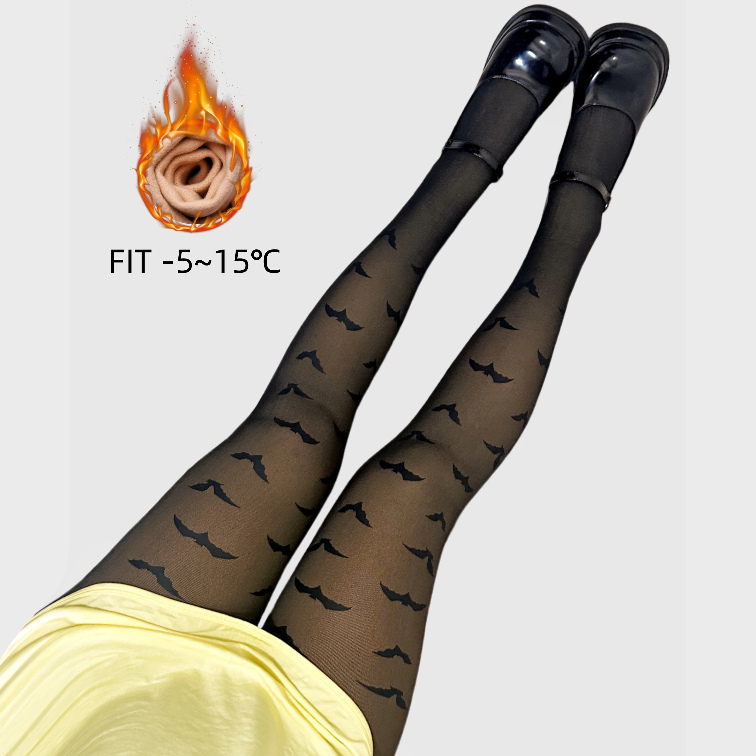 1Pcs Ladies Bat Padded And Thickened Fall And Winter Halloween Warm Tights Socks Sexy Daily Casual Wear Bottoms