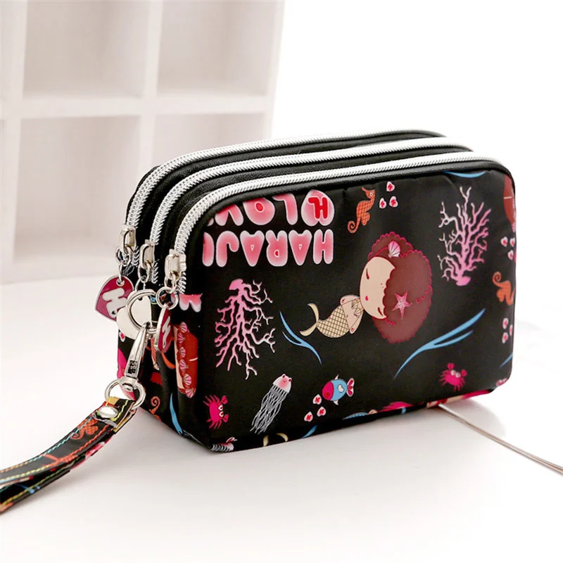 Three-layer zipper female short-style mobile phone bag handbag handbag fashionable mobile phone bag makeup female purse change w