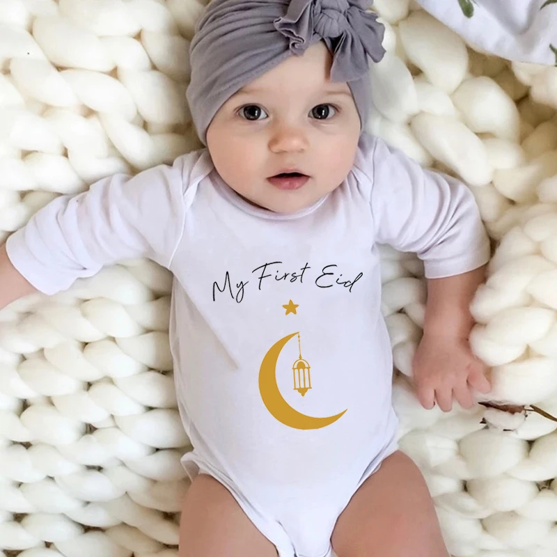 

My First Eid Baby Bodysuits Cotton Long Sleeve Eid Mubarak Rompers Boys Girls 1st Ramadan Clothes Islamic Muslim Holiday Outfits