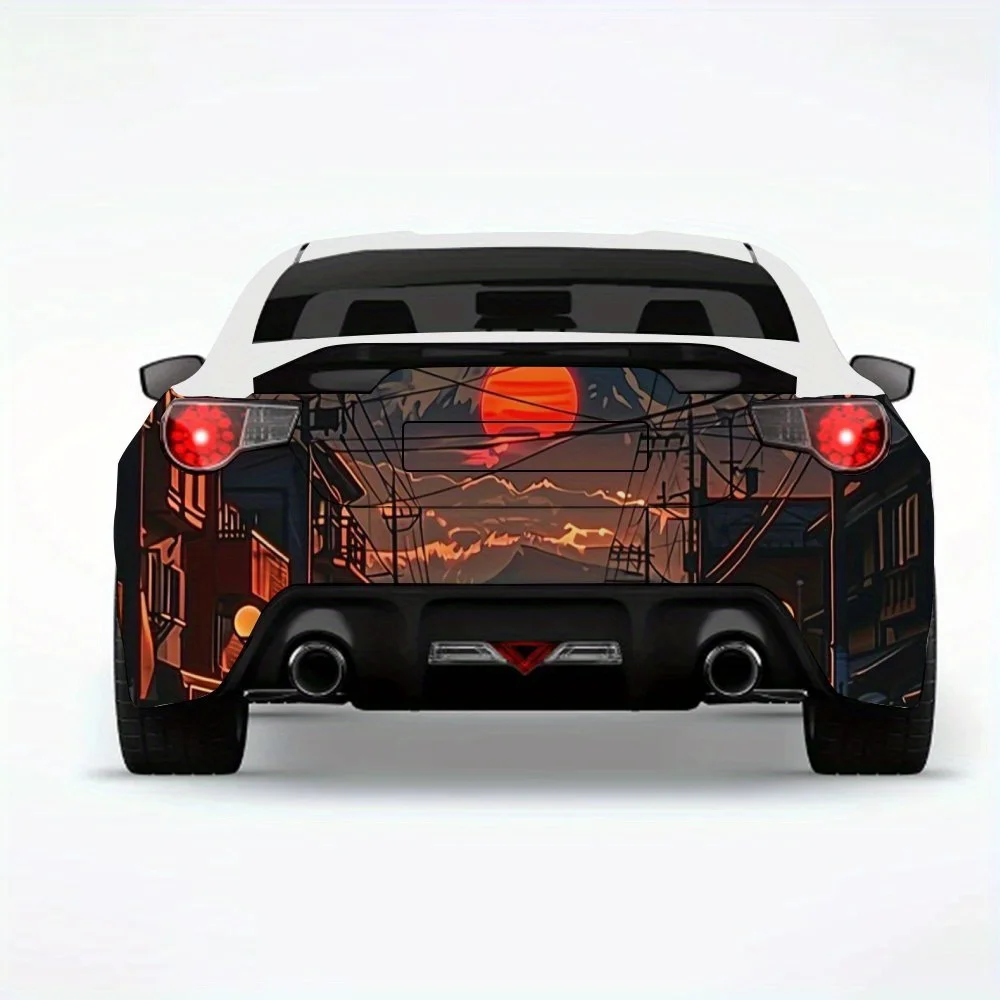 

Наклейка на автомобиль Sunset Street & Mountain, виниловая наклейка на заднюю часть автомобиля, водонепроницаемые самоклеящиеся виниловые наклейки для хвоста и бампера автомобиля,