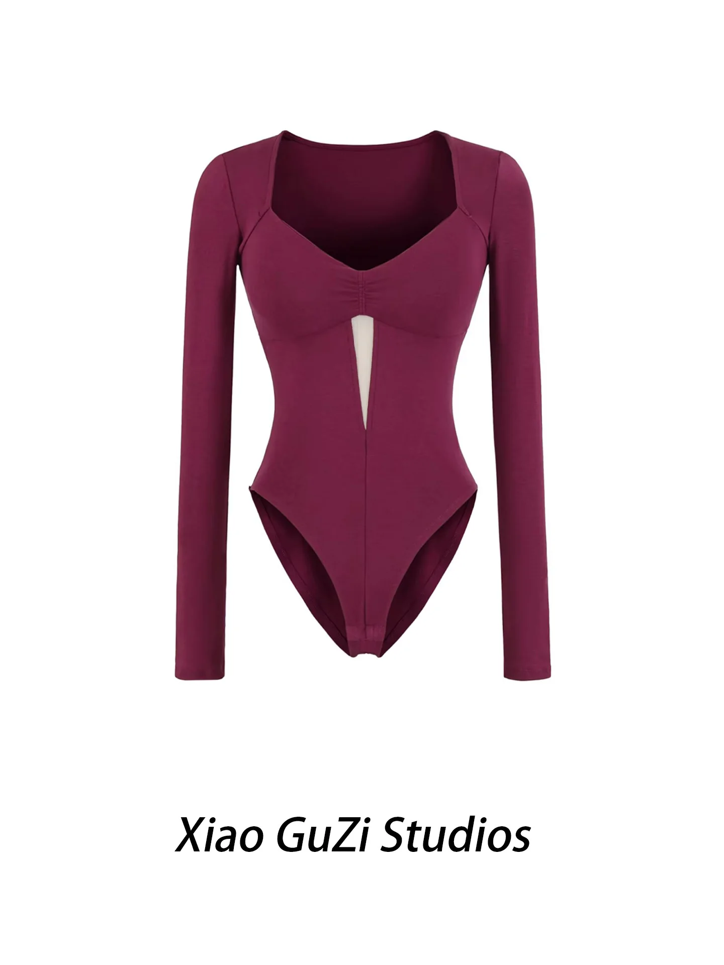 

Spring Square Collar Long Sve Me Base irt Sexy Inner Wear with Chest Pad Tight Fit Underwear High Waist Straight Leg P...