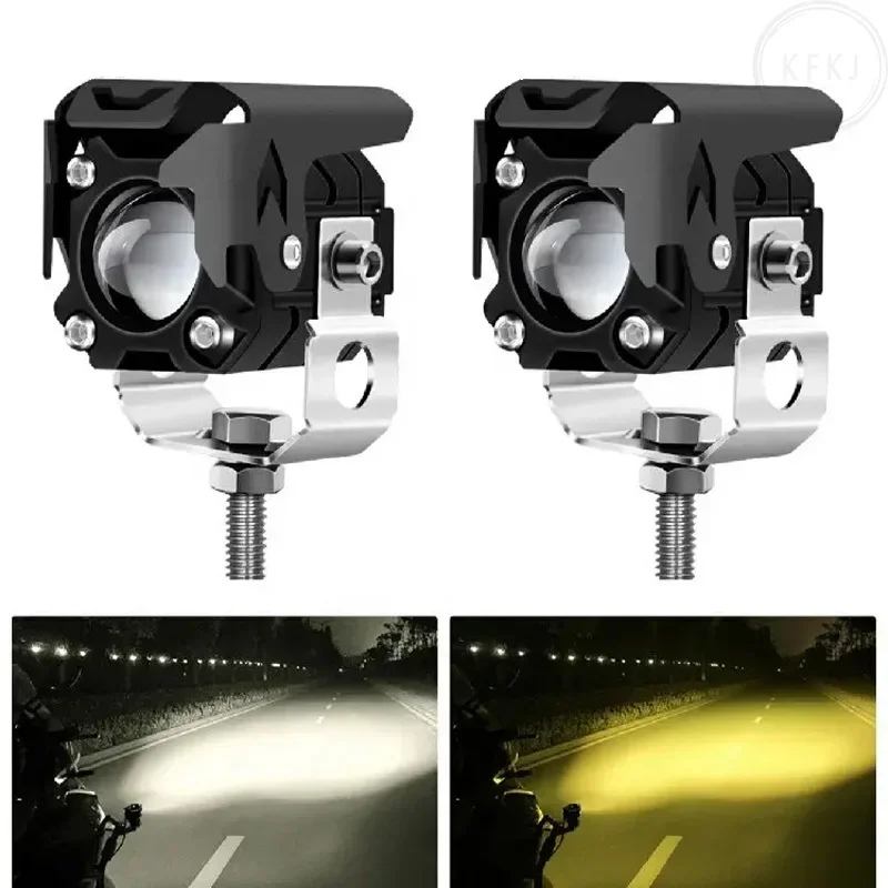 

Car Motorcycle LED Headlight Auxiliary Spotlight 10V-28V 30W Yellow White Dual Color ATV Driving Fog Light Mini Projector Lens