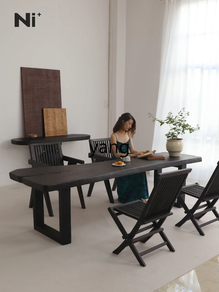 LH Log Natural Edge Solid Wood Desk Conference Long Table Wabi Sansa Wind Creative Personality Wood Table