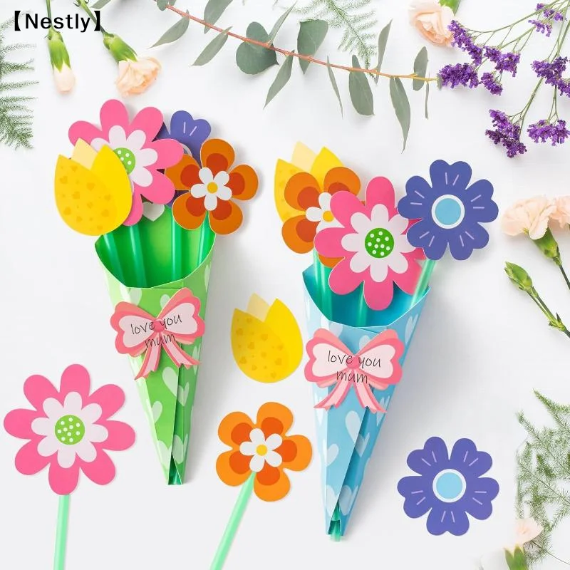 Kit de manualidades con ramo de flores, 6/12 Uds., semana de apreciación del maestro, tarjetas de cumpleaños con flores para el día de la madre, tarjetas de felicitación para hermanas, tarjetas de felicitación para la primera semana de la semana [Nest]