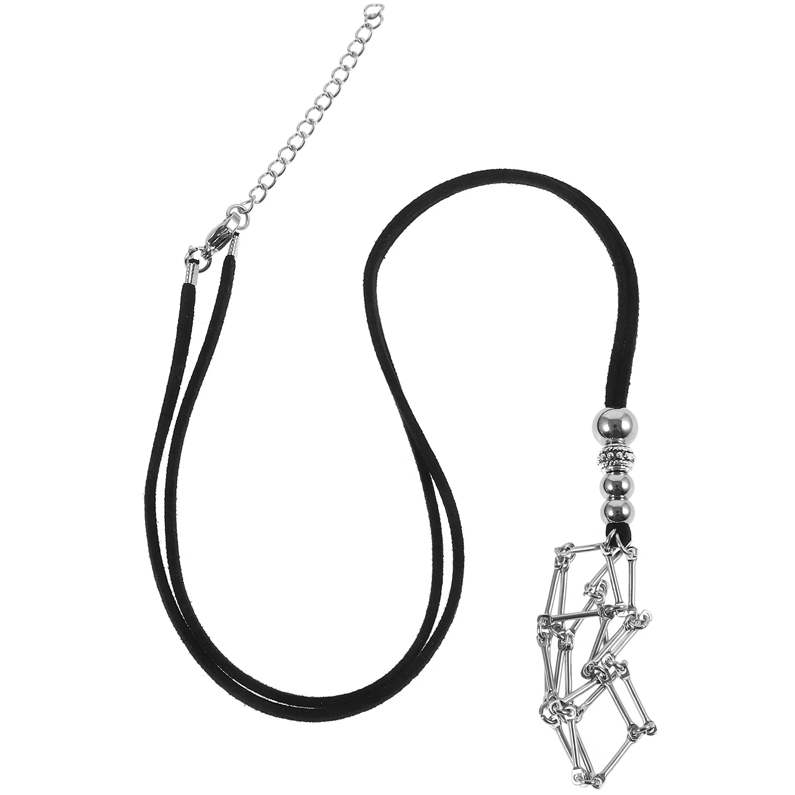 

Adjustable Necklace Cord Crystal Pendant Holder Empty Stone Cage for DIY Vintage Rope Necklaces Decorative Hanging