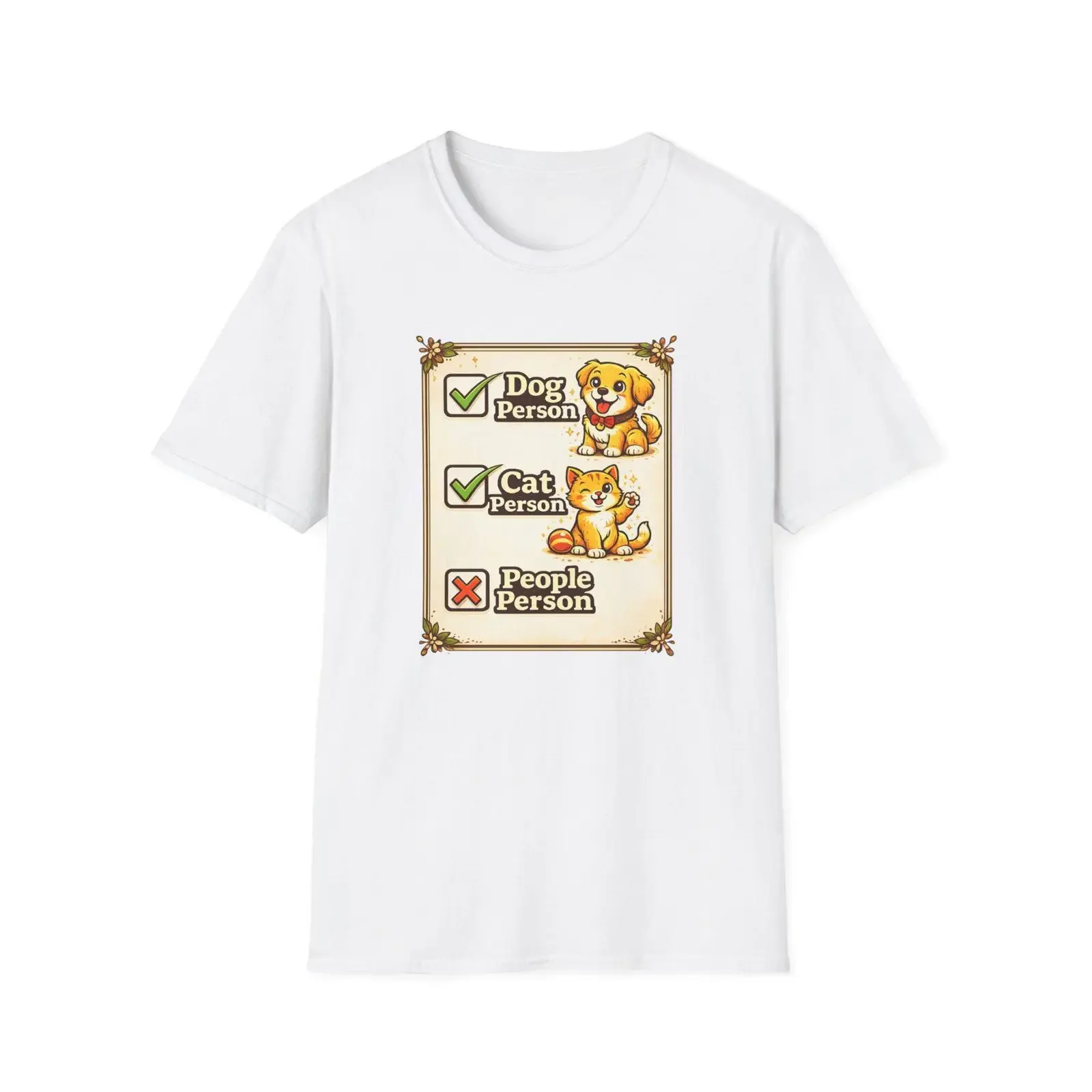 Dog Cat Person Checklist T Shirt Humorous Pet Lover Pets not people vintage Washed graphic Stretched Slightly Breathable