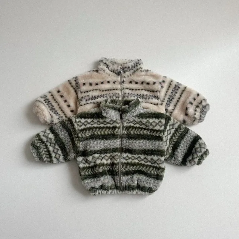 秋と冬用の新しい子供用パッド入りジャケット-幼児と赤ちゃん向けのユニセックススタンドアップカラーフリース裏地付き厚手の暖かいアウターウェア