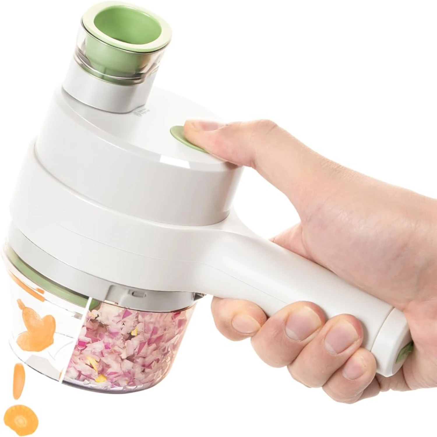 

Dual Mode Cordless Food Processor & Handheld Salad Maker - Vegetable Slicer - Food Chopper IPX4 Waterproof