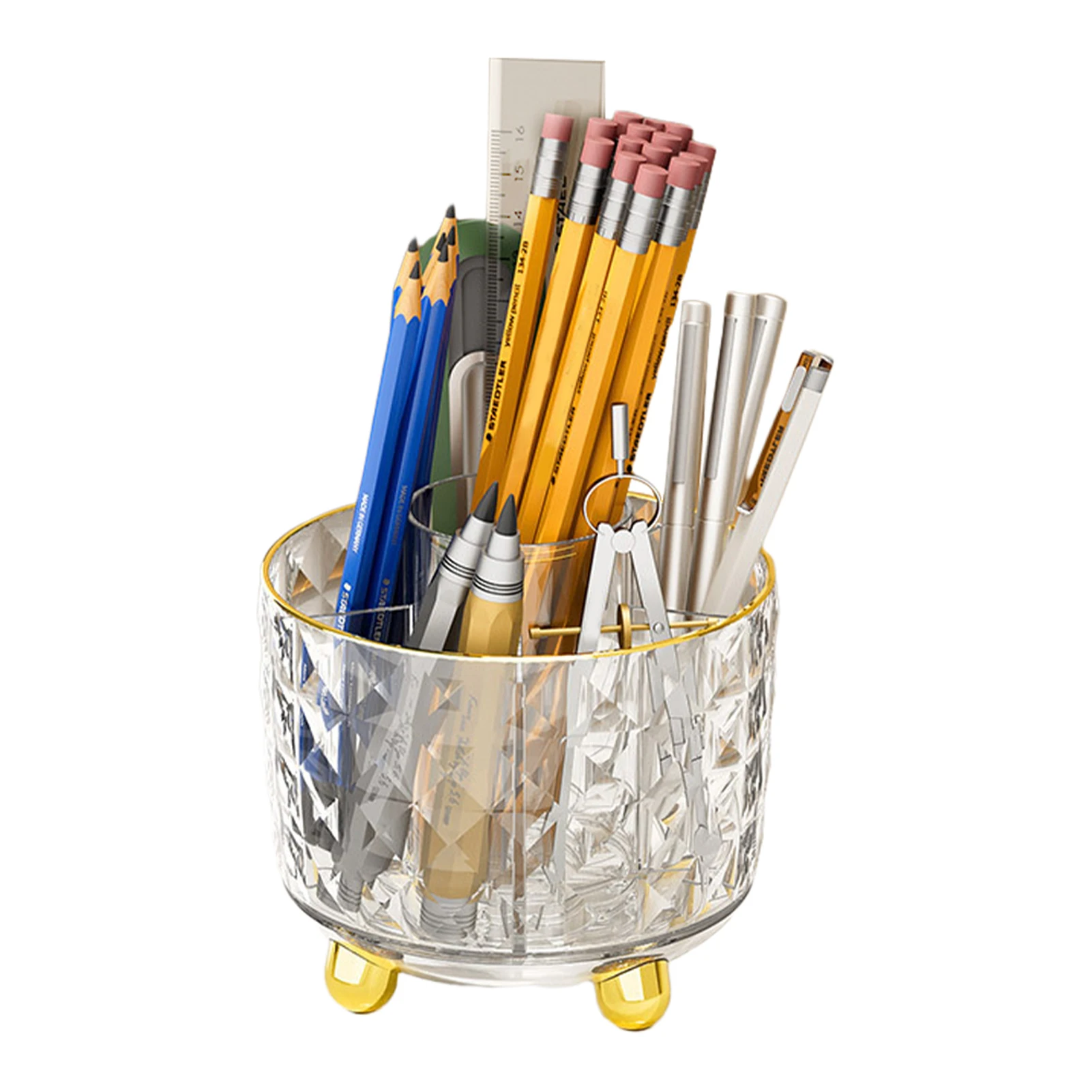 360 도 회전 어린이 학생 사무실 액세서리, 책상 문구 펜꽂이, 데스크탑 보관 메이크업 브러쉬 아트, 5 슬롯