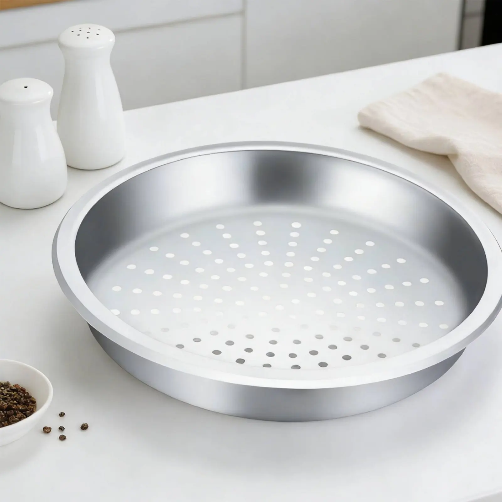 Round Chafing Dish Food Pan Rust Resistant Round Food Warmer Insert Stainless Steel Buffet Pan Stackable Design for Buffets