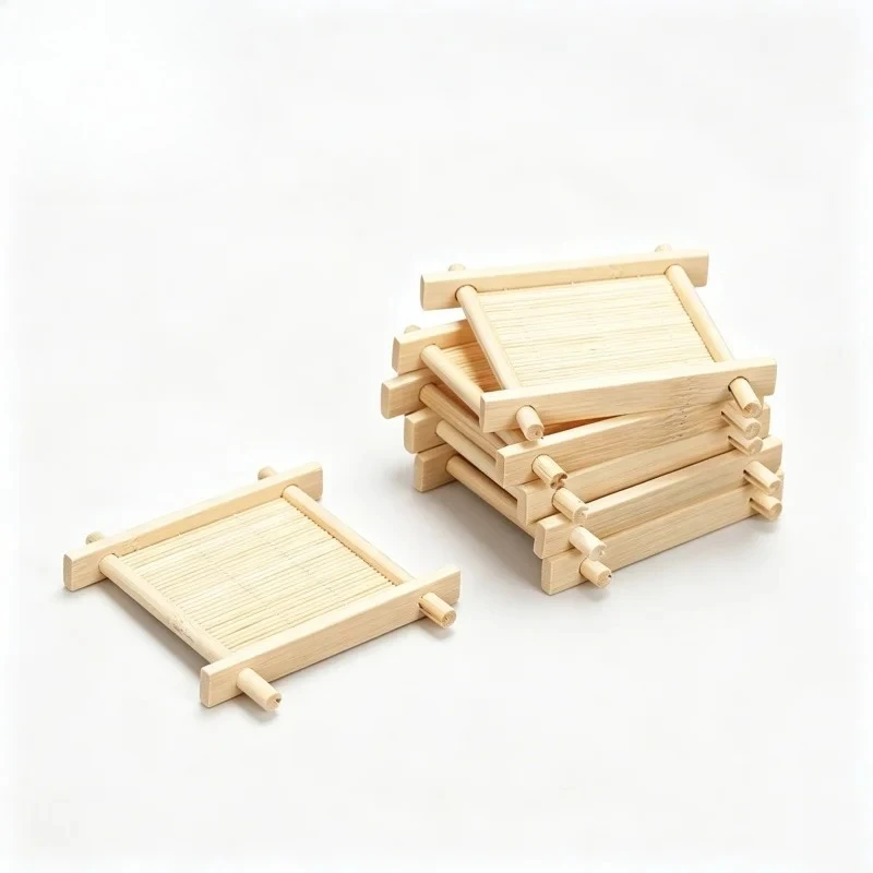 Picture 4: Tea Trays Square Bamboo Teacup Pad Retro Coffee Cup Mug Cup Tableware Heat Insulated Coasters Kitchen Restaurant Accessories