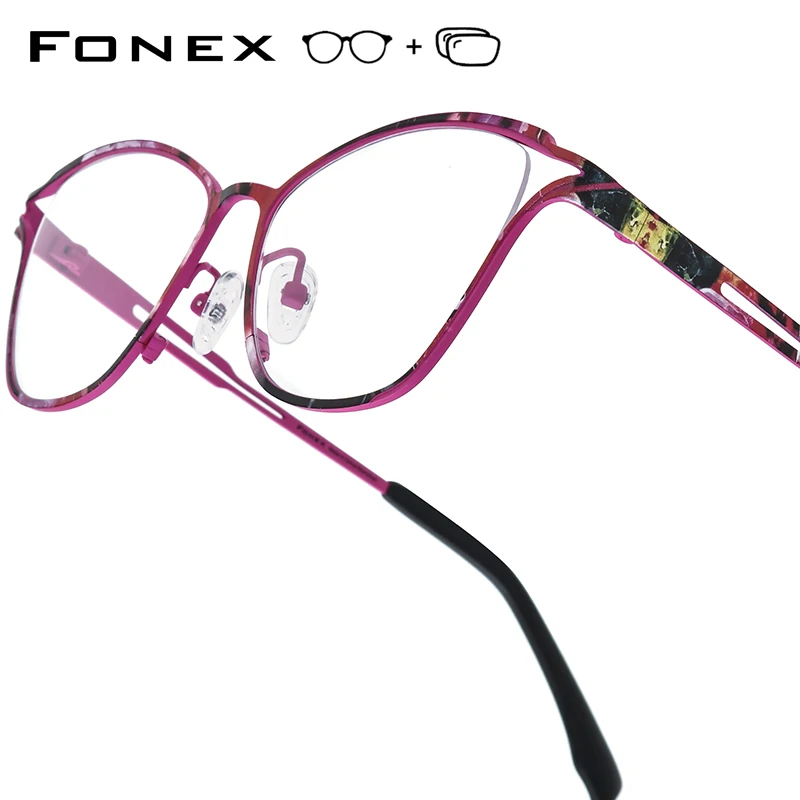 FONEX Progressive Prescription Glasses Photochromic Myopia Optical Lens Eyewear Women Cat Eye Eyeglasses Titanium for Men 85922