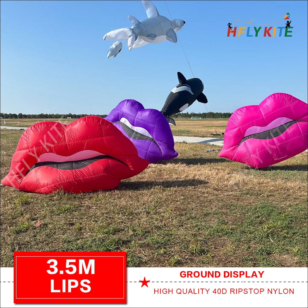 3.5m lips ground display kites 40d ripstop nylon inflatable
