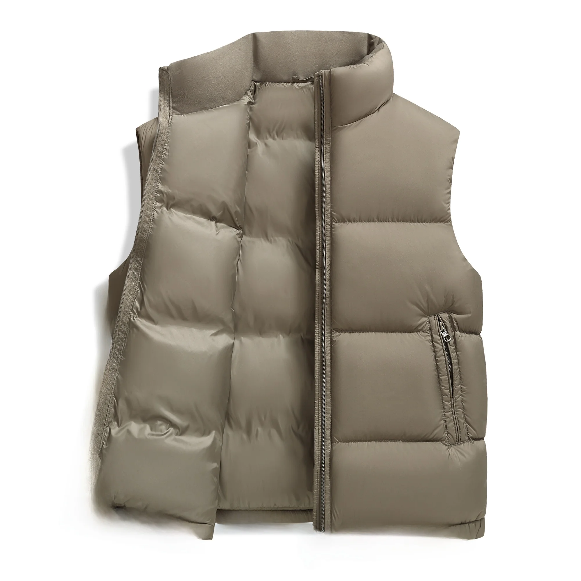 

Мужской повседневный пуховый жилет с высоким содержанием пуха (90% пуха), зимний, для активного отдыха, ветрозащитный, теплый, с воротником-стойкой, модный городской стиль, на молнии