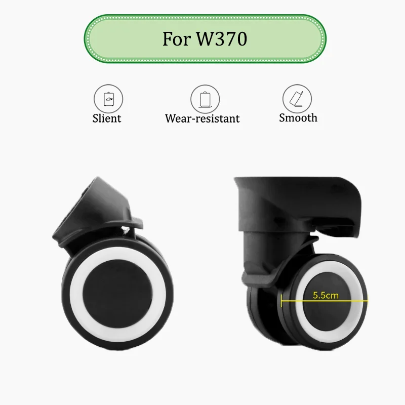 For W370 Universal Luggage Replacement Wheels 360° Swivel TPU Mute Wear-Resistant Steel Bearing Suitcase Repair Parts