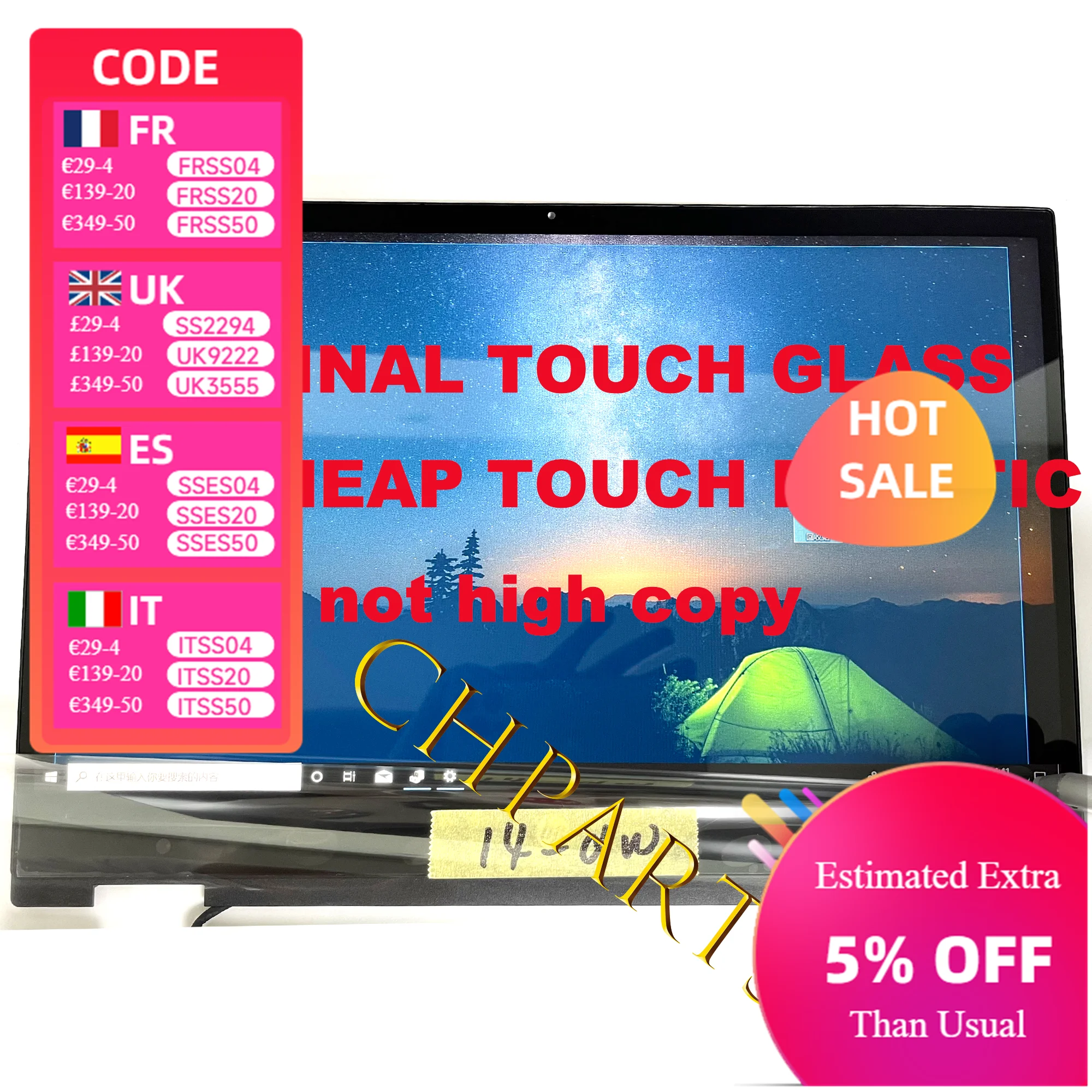 

GENUINE 14" Fully Laminated Display For HP Pavilion X360 14-DW LCD Touch Screen Panel Laptop Replacement Assembly 14 DW 14M-DW