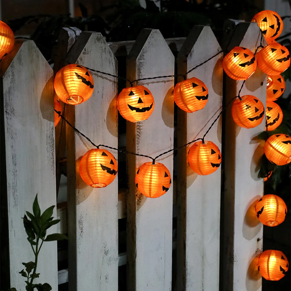 Halloween Pumpkin String Lights 6/10/20leds Battery Operated Orange Pumpkin Lanterns Lights for Indoor/Outdoor Halloween Decor