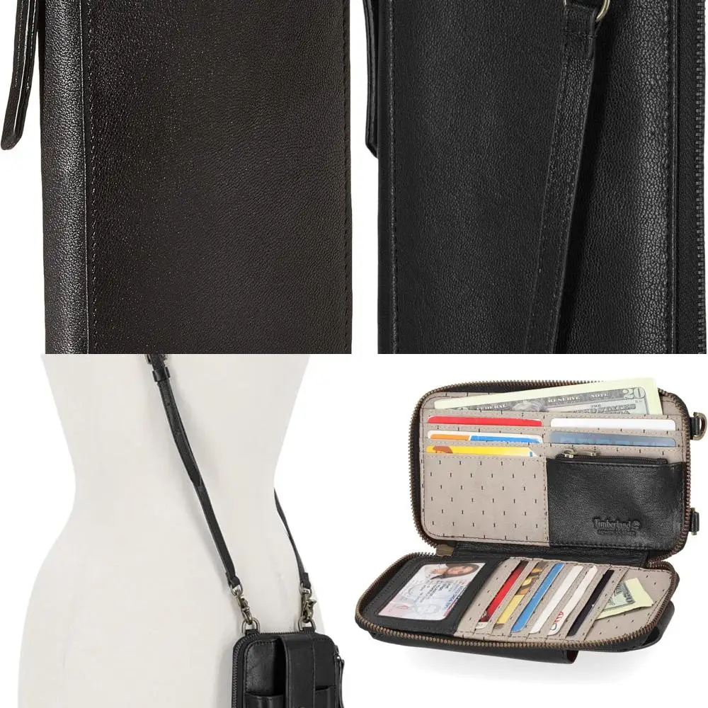 

Leather Crossbody Wallet Bag for Women with RFID Protection, Phone Holder