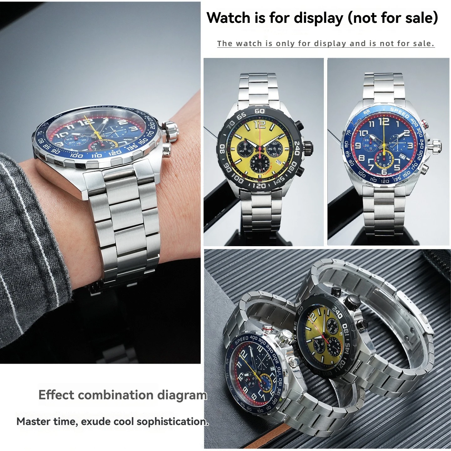 For TAG Heuer F1 Series Gulf Red Bull Racing 43mm Quartz Men's Watch – Exclusive 21.5mm Curved Stainless Steel Bracelet