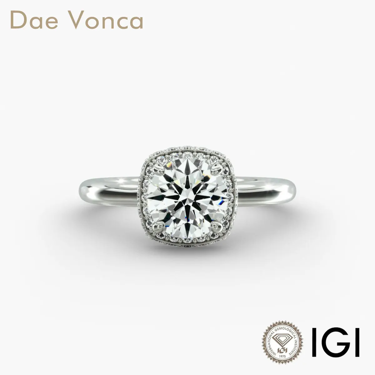 

Cushion Halo Diamond Ring Round Cut Lab Grown Diamond PT950/14K/18K White Gold IGI Certified Genuine Diamond Ring For Engagement