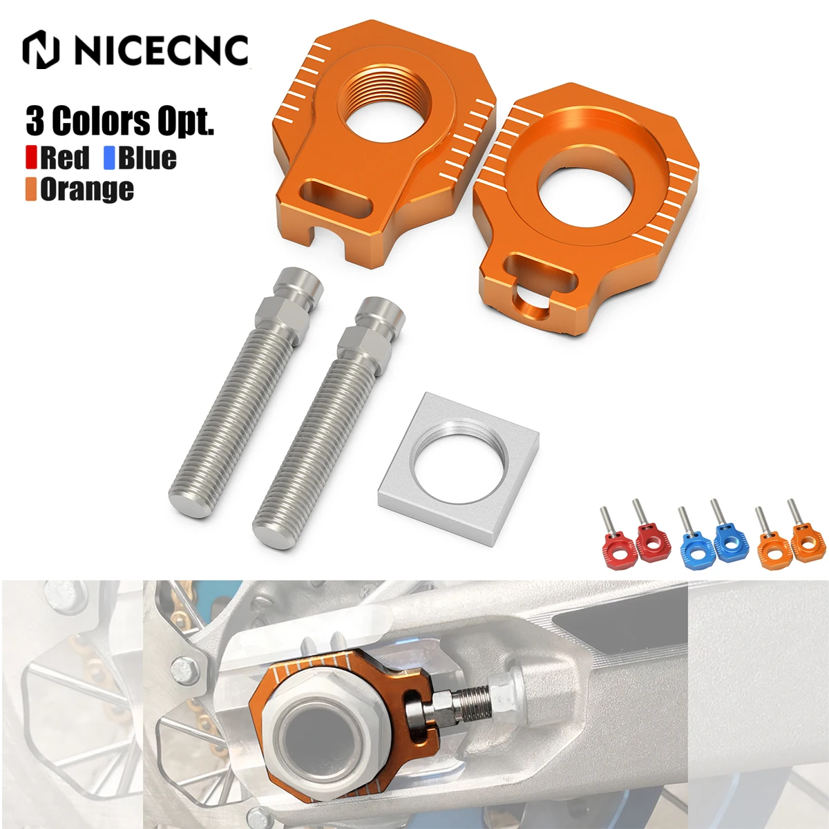 2023 For KTM EXC 300 Rear Axle Block Chain Adjuster EXC 530 XCF-W 500 EXC-F 450 EXCF 350 XC-W 300 200 EXC 250 150 125 2000-2023