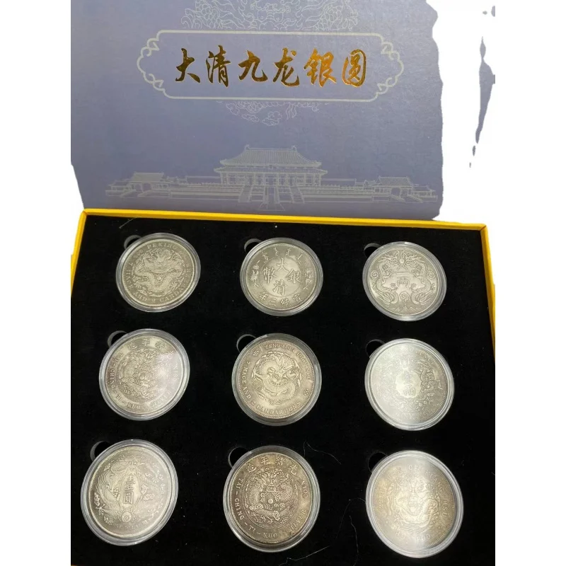 Antique Coin Antique Qing Kowloon Silver Dollar Hard Cover Notebook Silver round Antique Collection