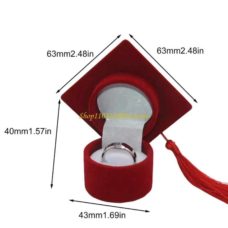 N5KE Rings Box Graduación Bachelor Hat Jewelring Box compromiso boda