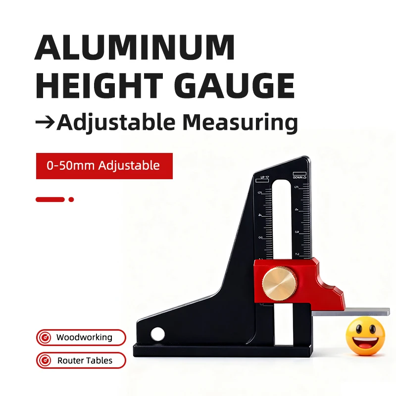 Depth Gauge Woodworking Aluminum Alloy Height Gauge 0-50mm Adjustable Table Saw Depth Gauge for Workbench Saw Table